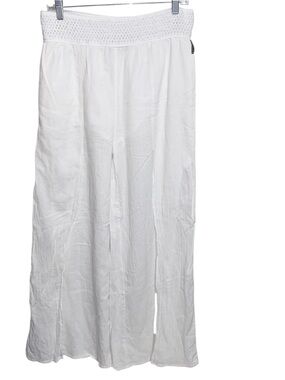 Blanc du Nil Pants Womens Free Size Palazzo Wide Split Leg Gauzy Boho Harem